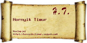 Hornyik Timur névjegykártya